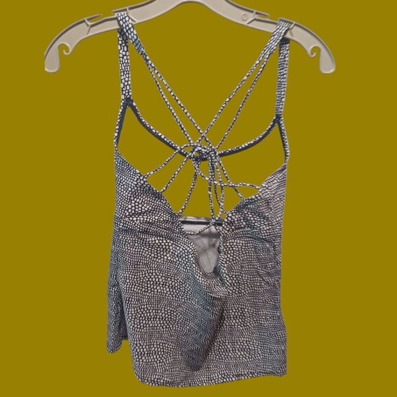 Island Escape Reeves Printed Palissades Strappy Back Tankini Top blk/wht Size 8 - Picture 4 of 9